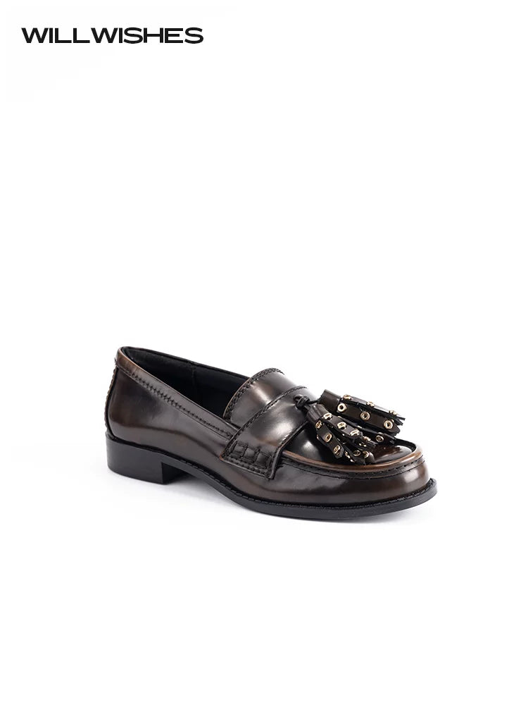 WILLWISHES Wang Ding Niche Retro Tassel Loafers