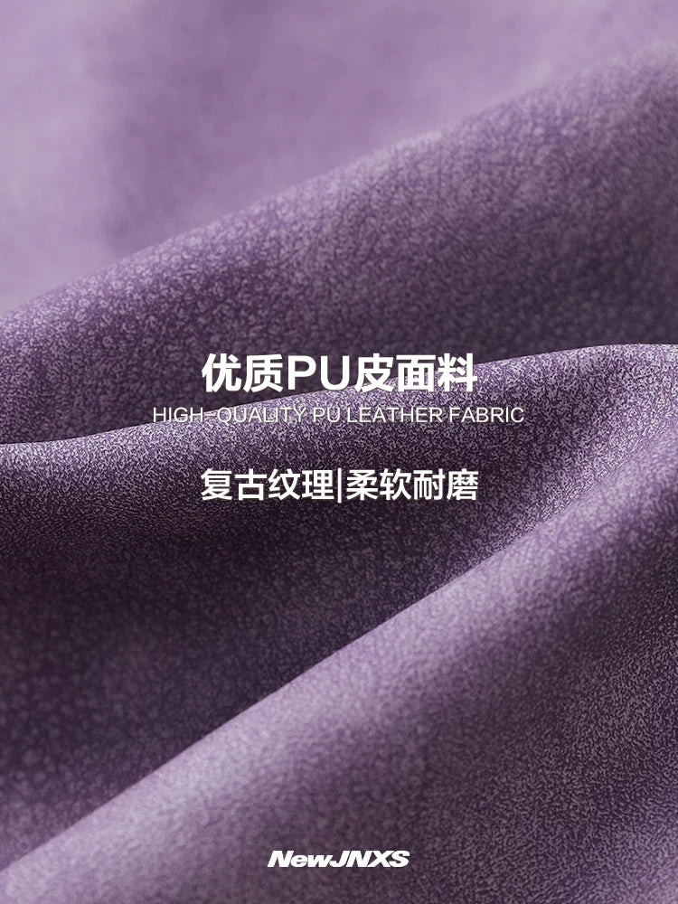 Mr. Jiangnan NewJNXS Retro PU Leather Jacket with Detachable Fur Collar