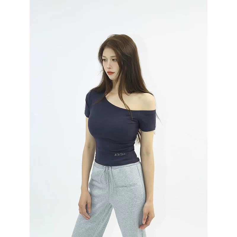 KKBBU Pure Desire Oblique Off Shoulder Short Sleeve Top