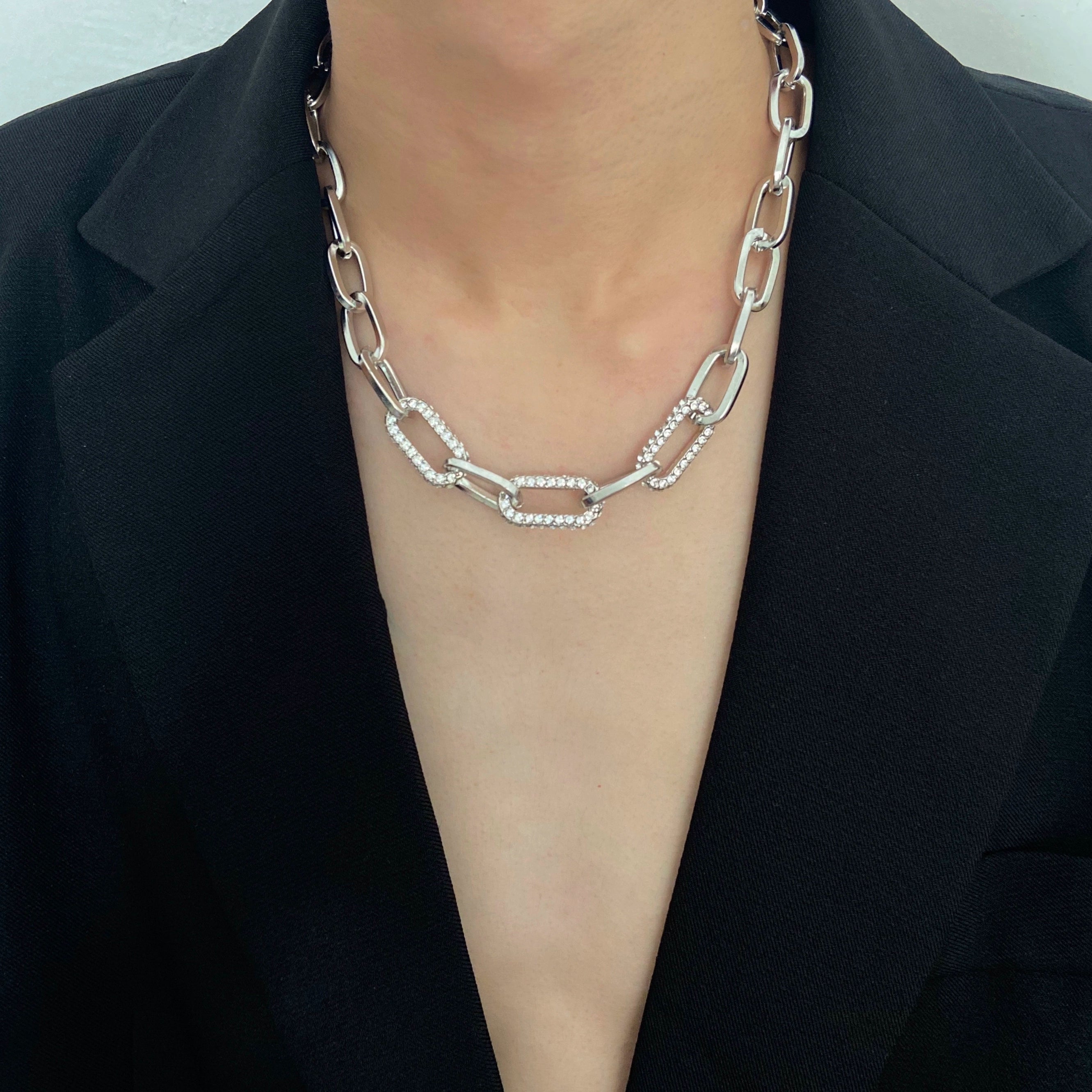 Cuban Diamond Splicing Clavicle Necklace