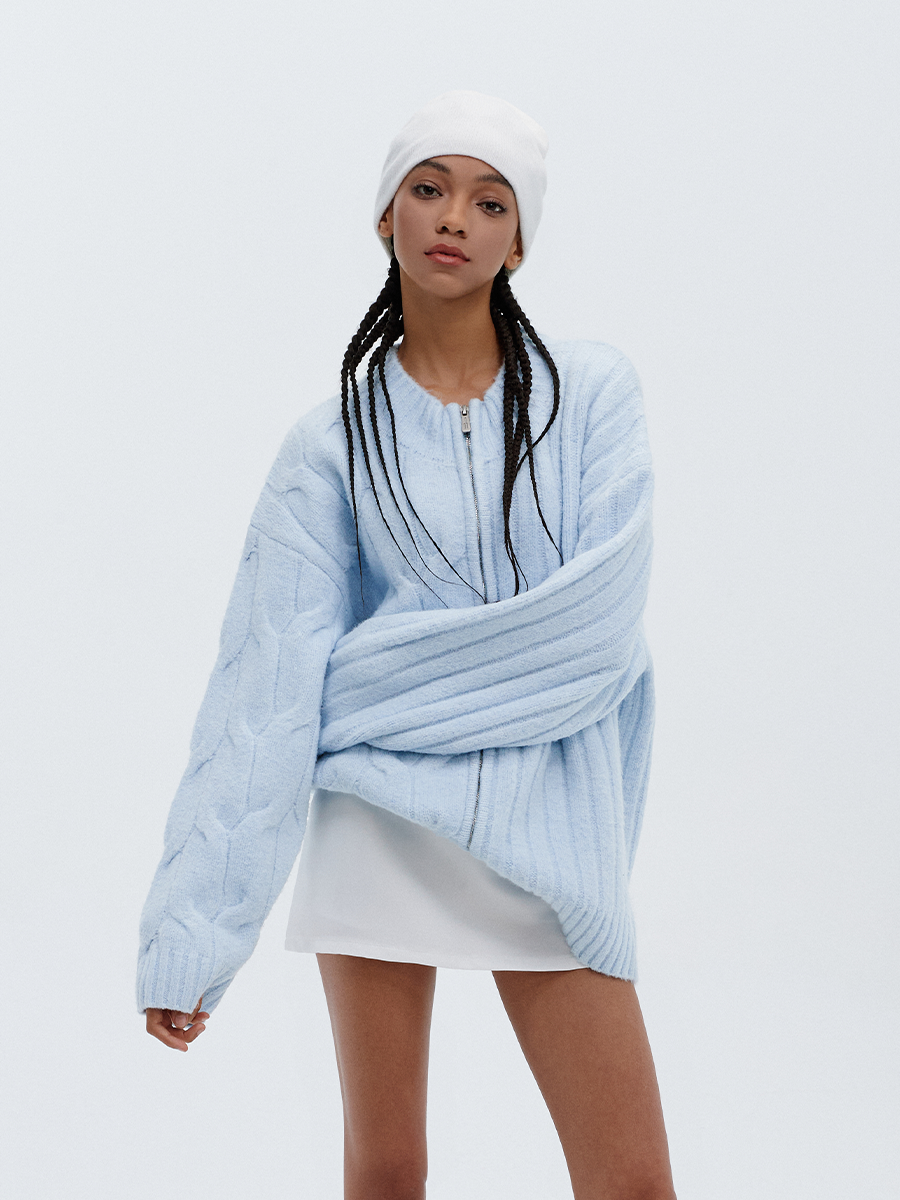 ATRY Stitched Embroidered Cardigan Sweater