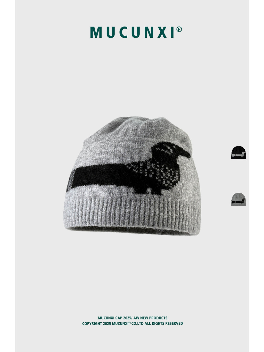 MUCUNXI Wool Blend Dachshund Jacquard Knit Beanie