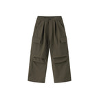 Anniehall Fleece Thickened Large Pocket Vintage Thermal Pants