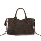 Simple Limited Suede Brown Paris Motorcycle Bag