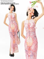 YEDM Floral Print Cheongsam Dress
