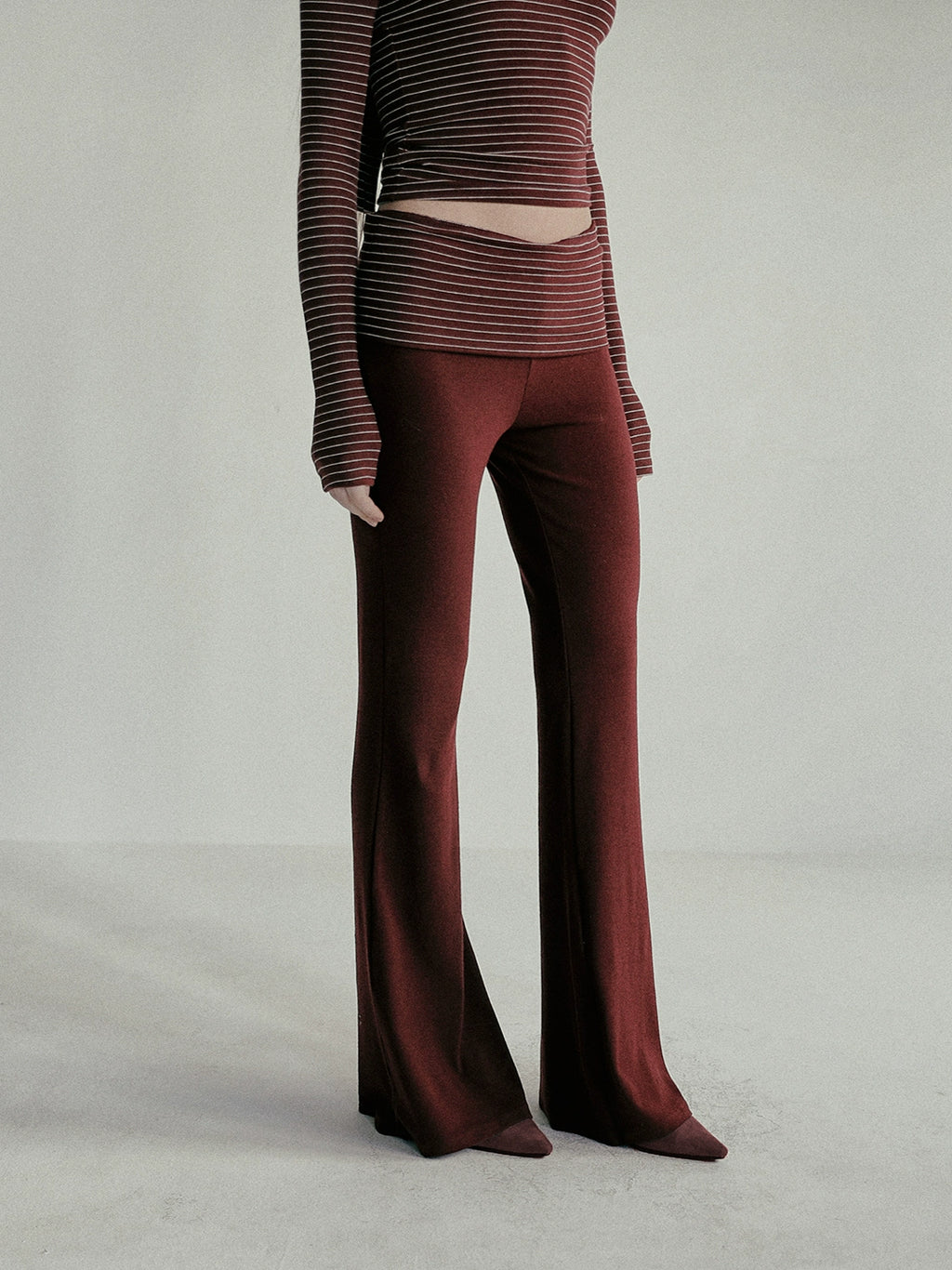 BADBLOOD High-Waist Boot-Cut Striped Pants