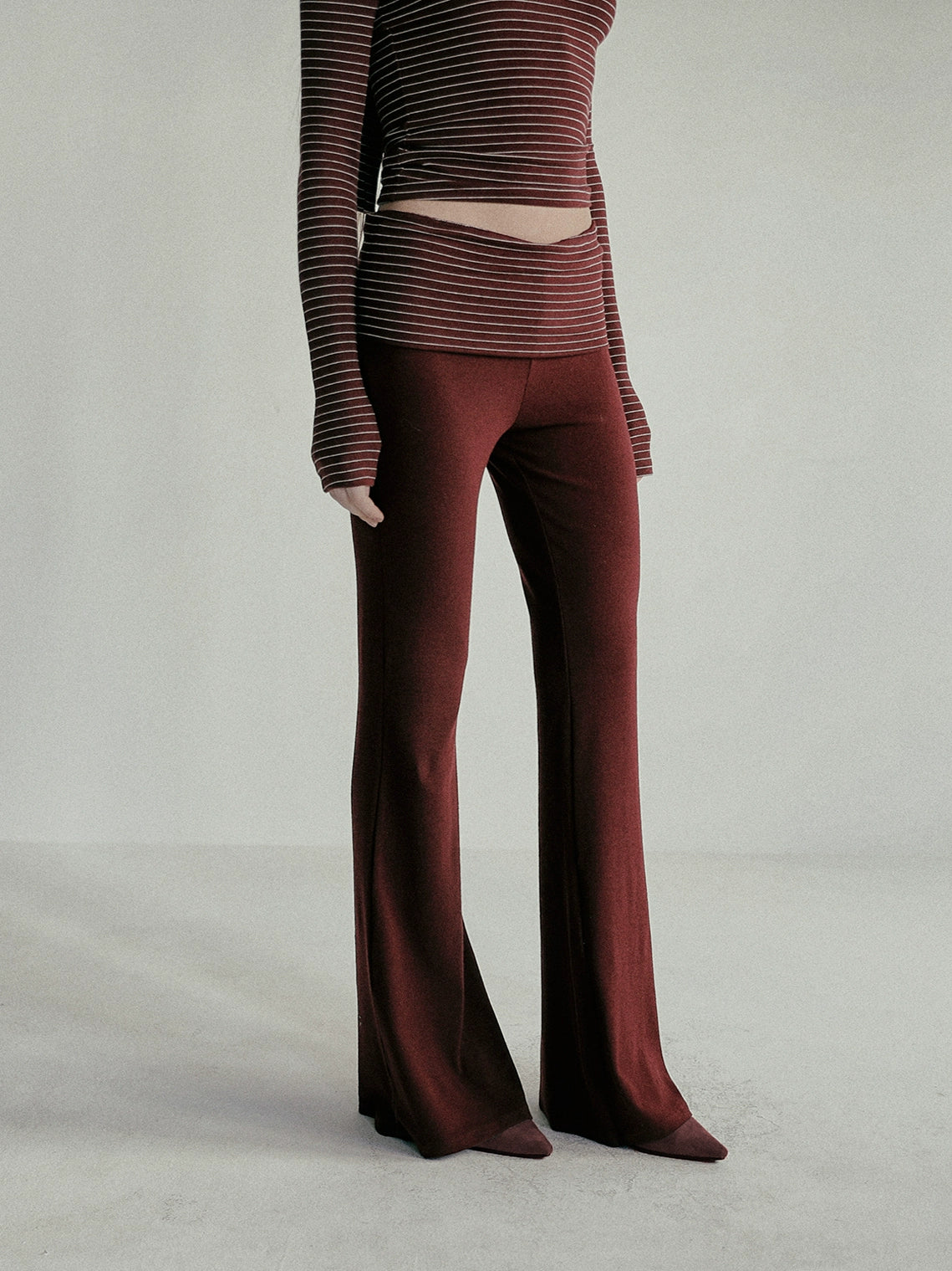 BADBLOOD High-Waist Boot-Cut Striped Pants