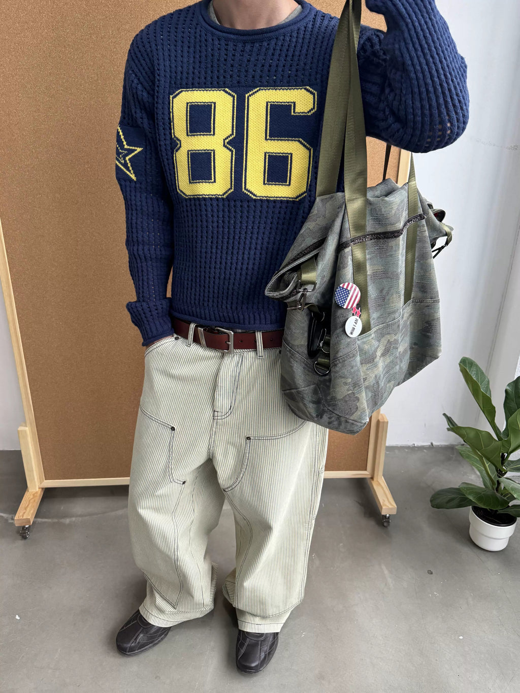 InsGale Washed Camouflage Rough Crossbody Tote Bag