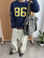 InsGale Washed Camouflage Rough Crossbody Tote Bag