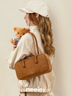 Neeley Suede Beaded Boston Shoulder Bag