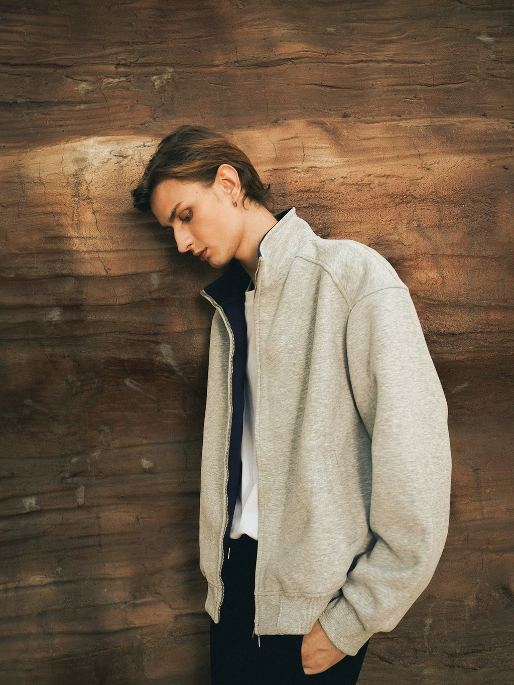 sostine Contrast Cardigan Double Zipper Jacket