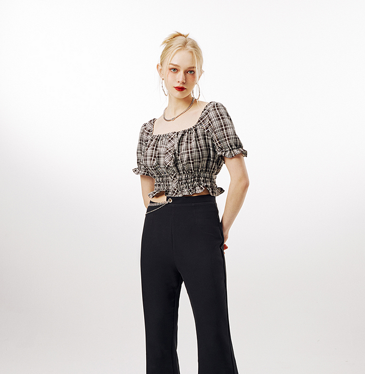 IMONE Asymmetrical High-waisted Metal Chain Micro-pants