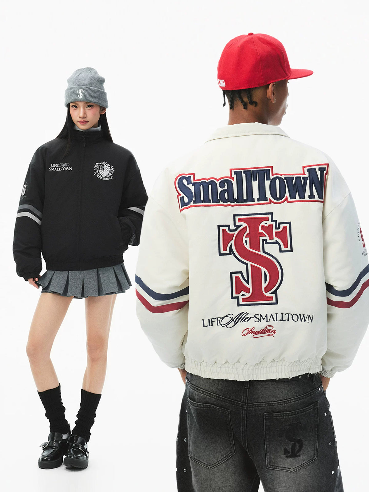 STK SmallTownKid Racing Badge Spliced Cotton Jacket