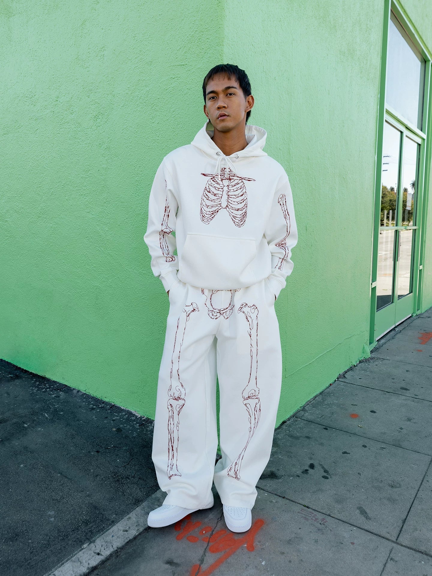 GRAF Rib Embroidered Versatile Double Hooded Sweater