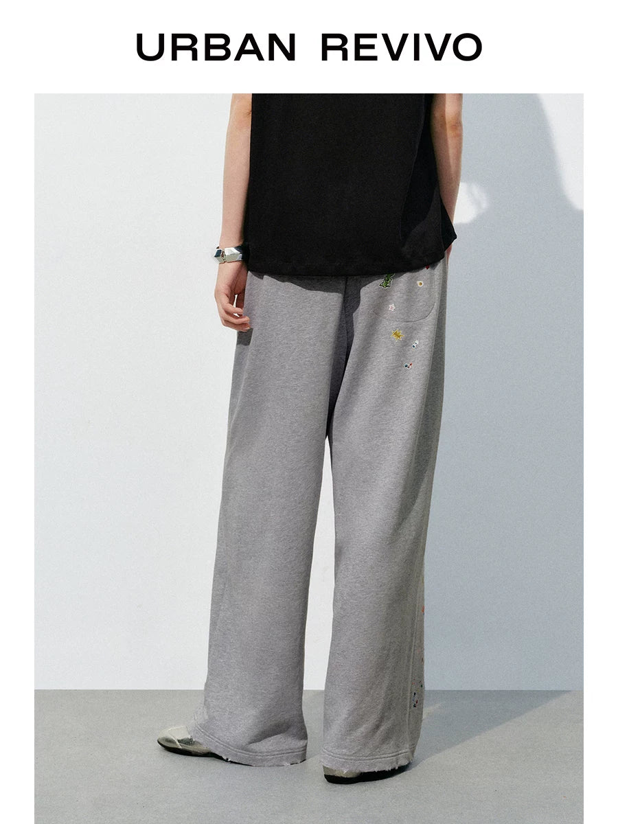 Urban Revivo Fun Sticker Pattern Wide Leg Pants