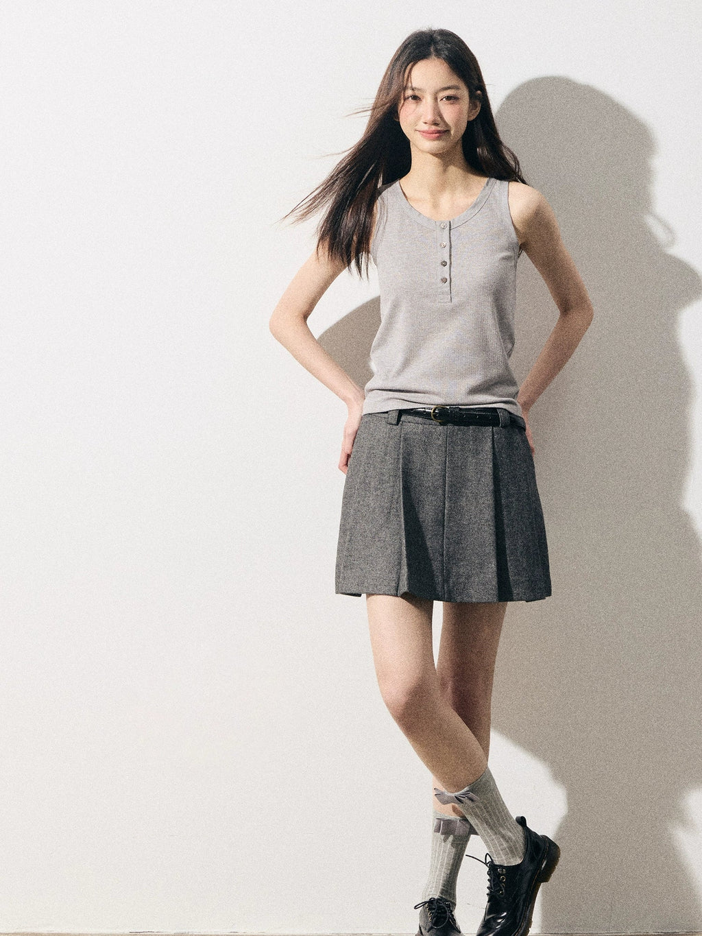 RPB BRAND Multi-button Simple Korean Skinny Sleeveless Sling