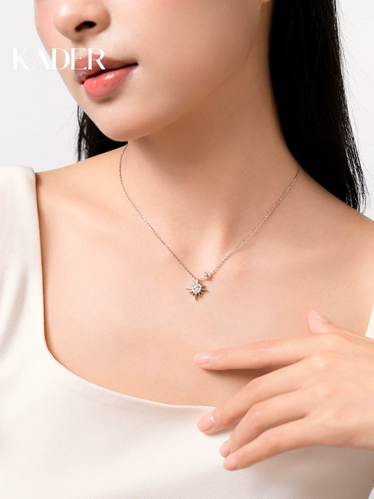 Catiro Star Sun S925 Silver Clavicle Necklace