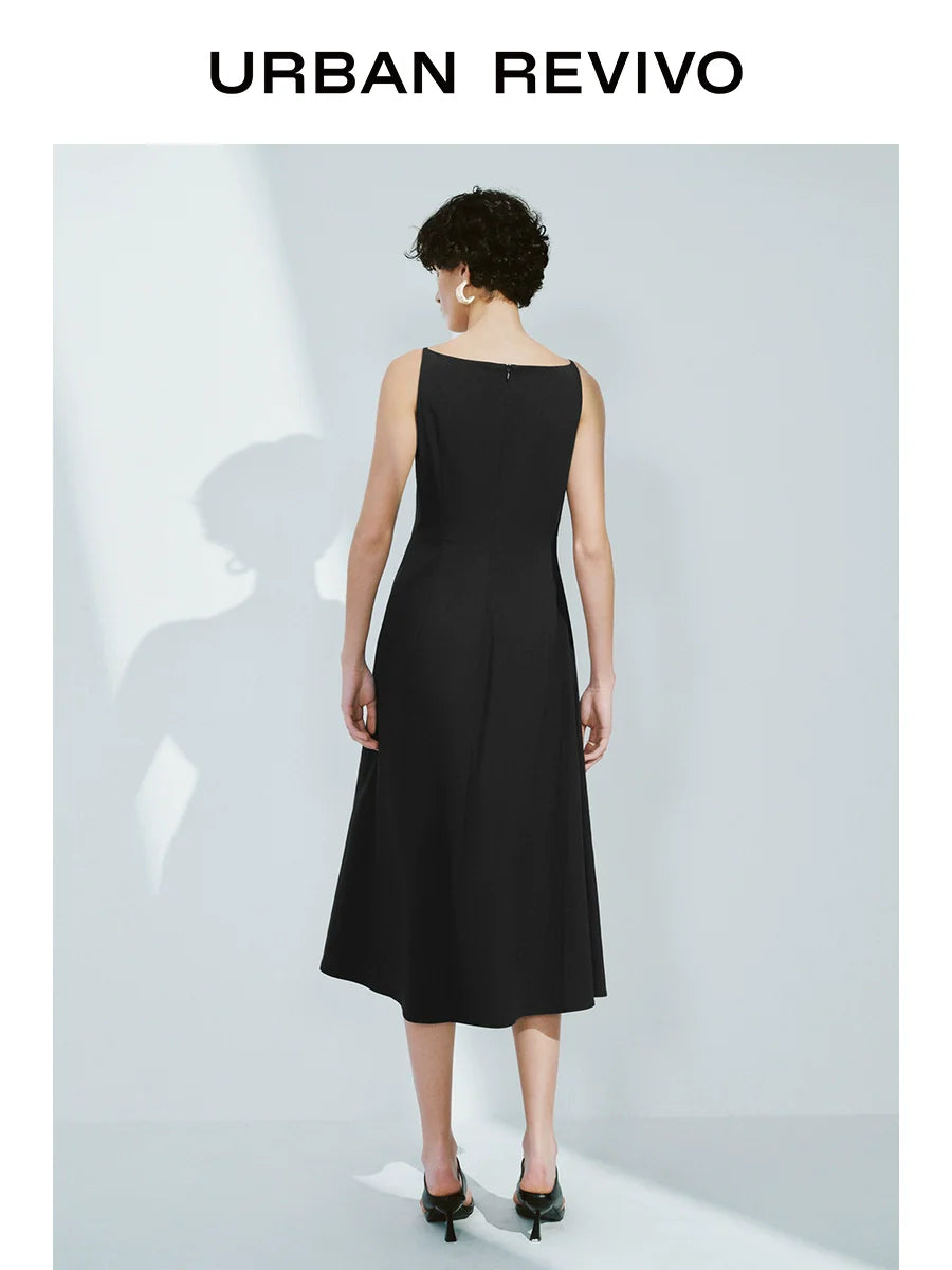 URBAN REVIVO Temperament Back Zipper Waist Sleeveless Dress