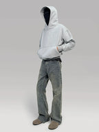 PLUS NO LOGO Short and Wide Stand-up Hooded Sweater