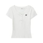 AIRHOOD Slim Fit Button V Neck Tee