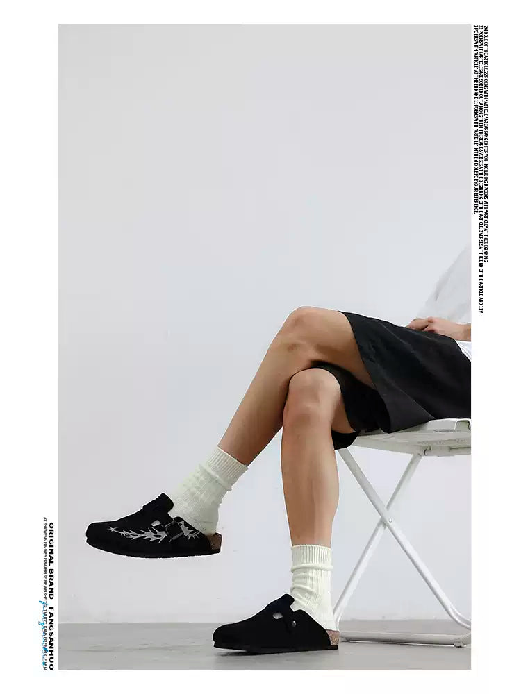 Mr.Fang flame Sanhuo Suede Flames Clogs