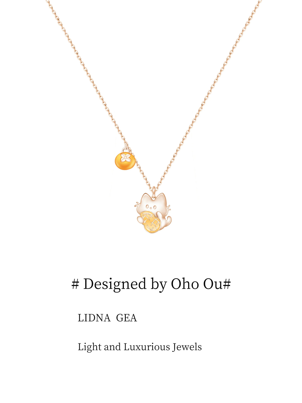 Oho Ou Kitten Good Persimmon Peanut Light Luxury Necklace