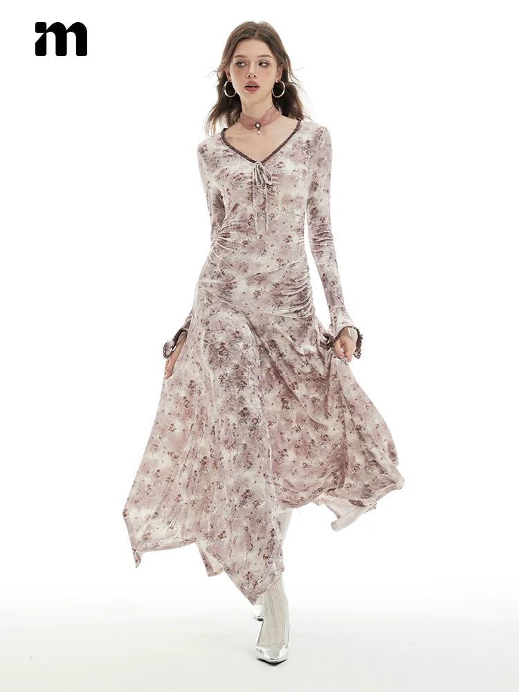 Imone Floral Waist Irregular Flared Sleeve Dress