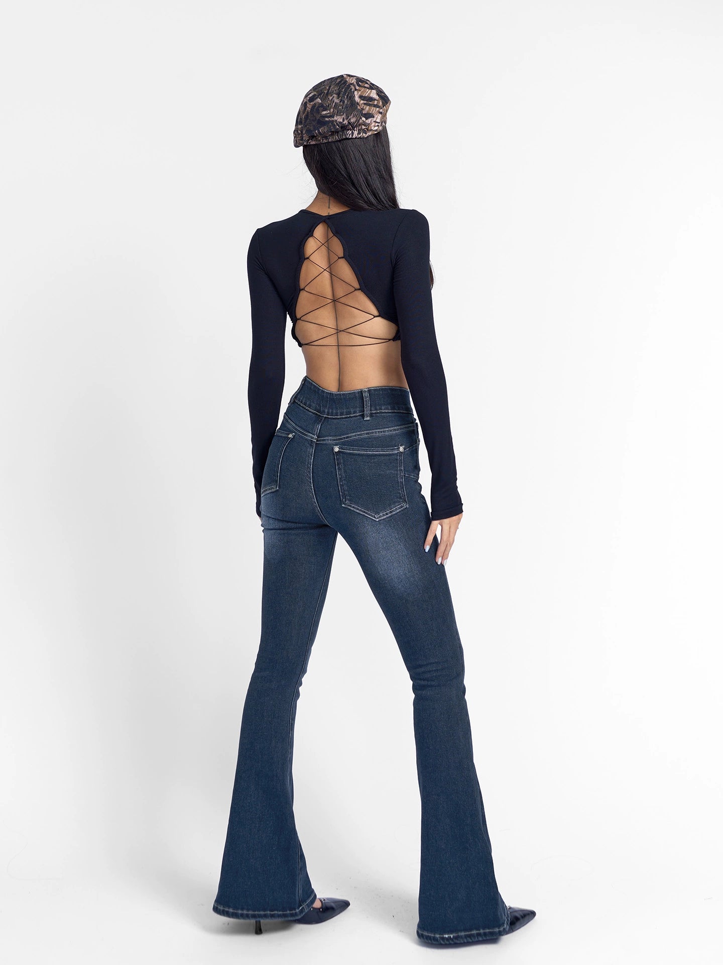 ABMY® Double-Button High-Waist Flare Jeans