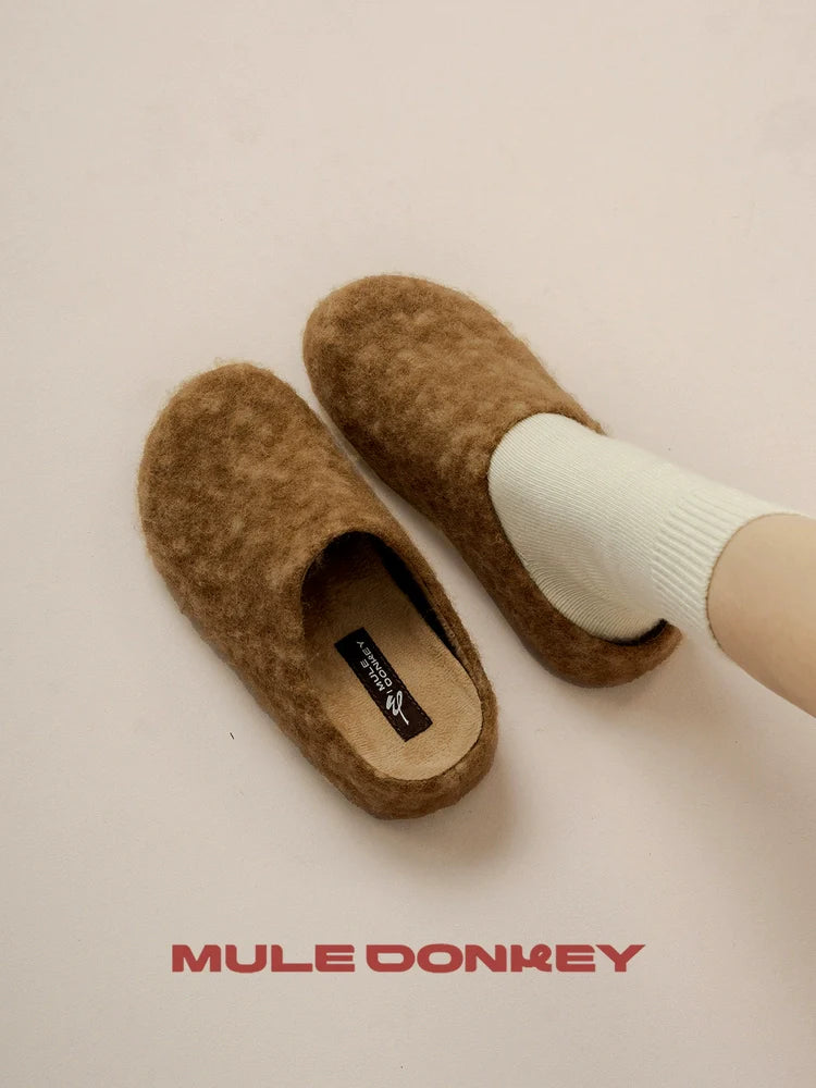 Donkey Commuter Fleece One-pedal Retro Bag Head Slippers