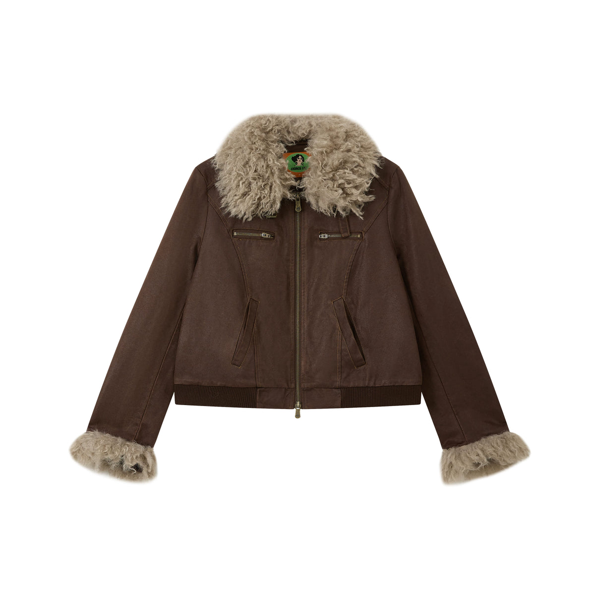 Chemical Girl Removable Collar Distressed Leather Short Jacket