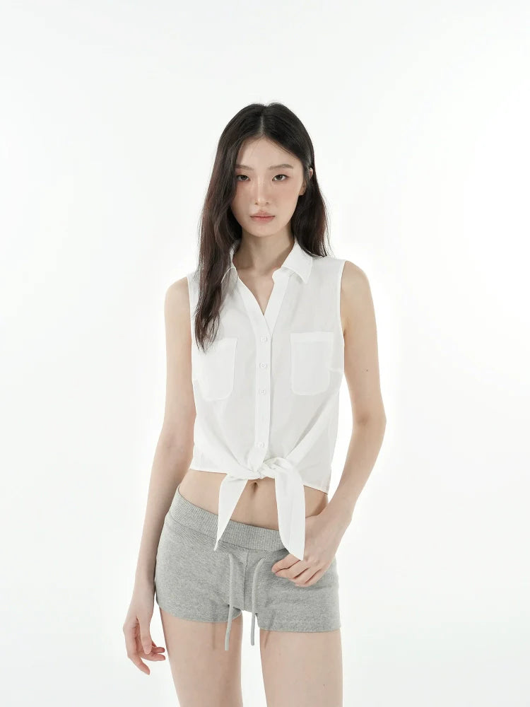 Jim Kennet Vintage Tie Sleeveless Short Shirt