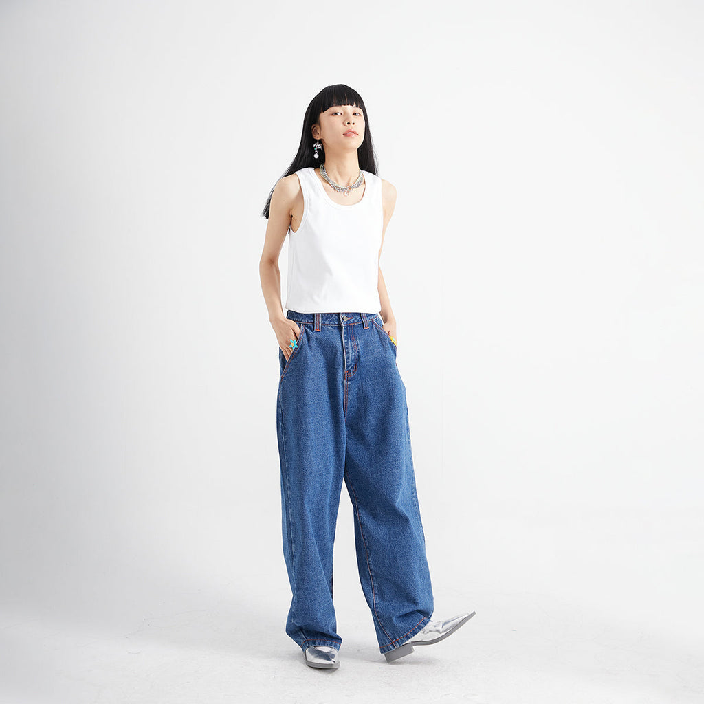 FUNKYFUN Ribbed Vest Fashionable Sleeveless Vest