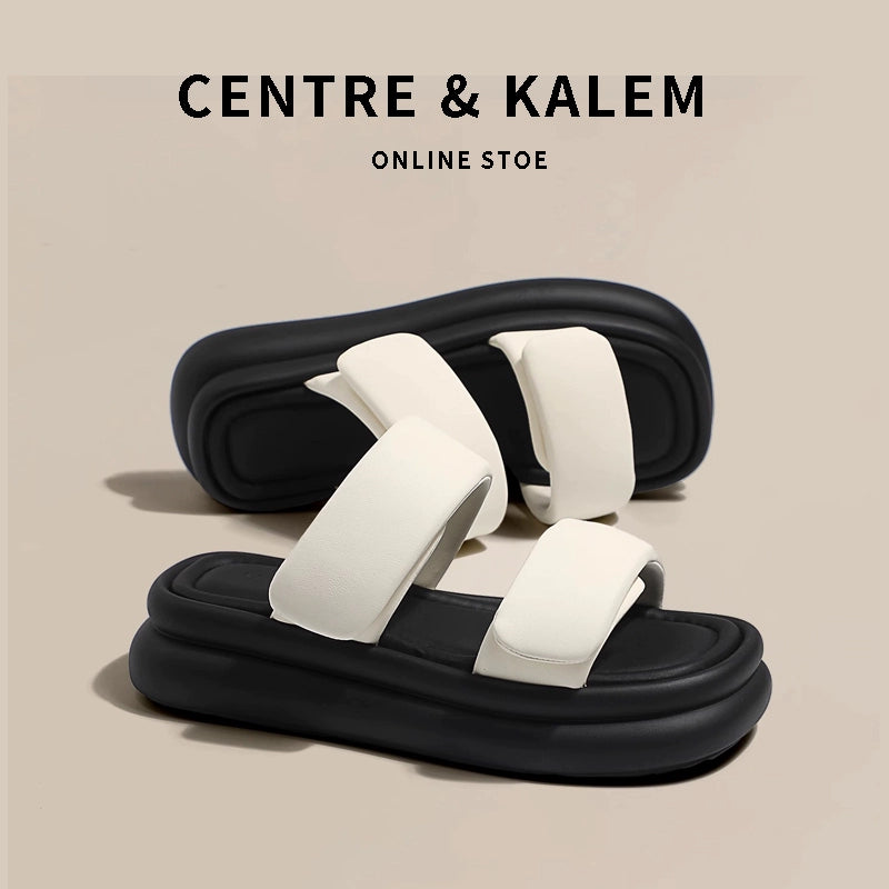 CENTREKALEM Thick-Soled One-Line Summer Slippers