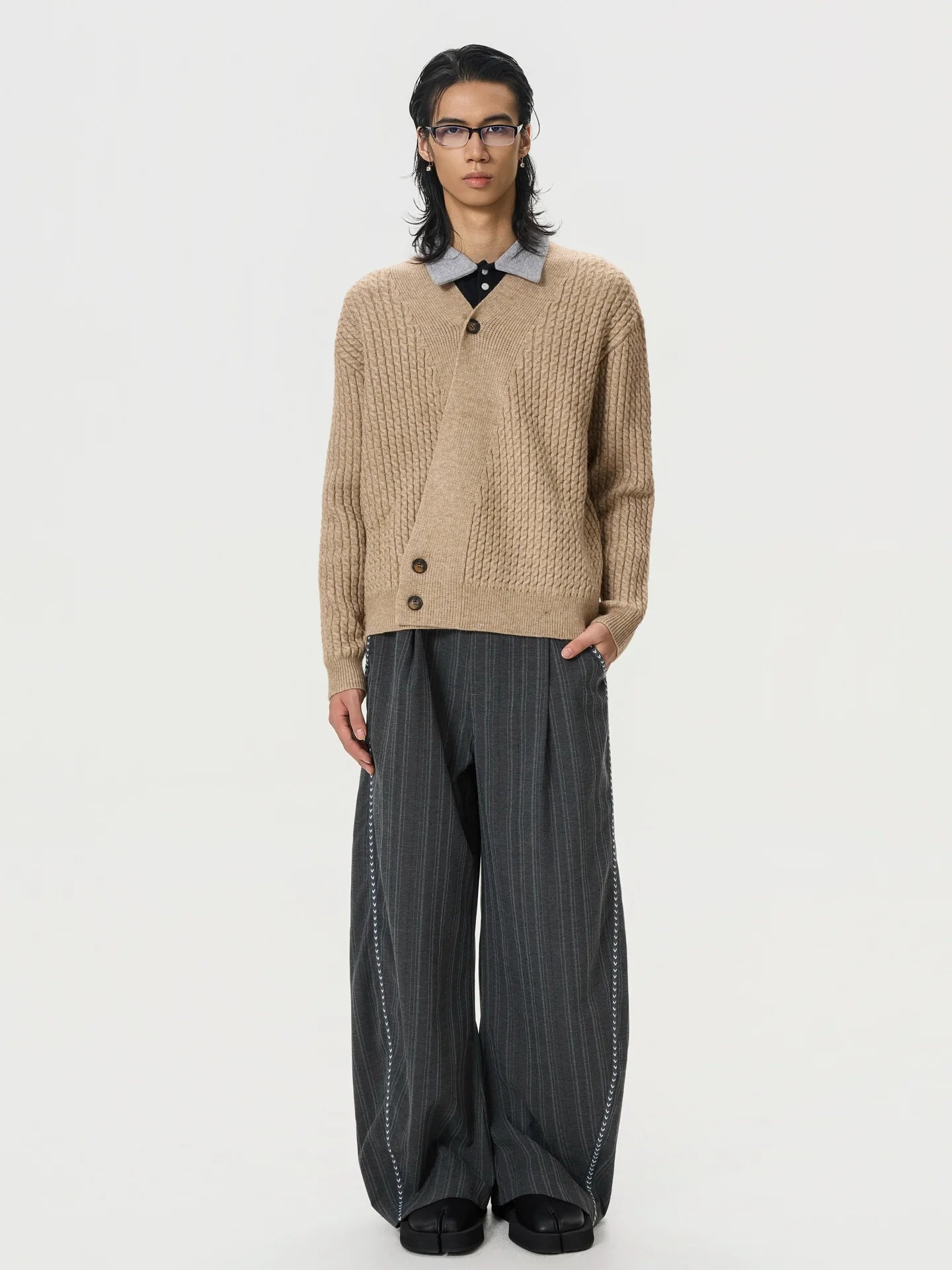 BTSG Vintage V-Neck Slack Cardigan Sweater Jacket