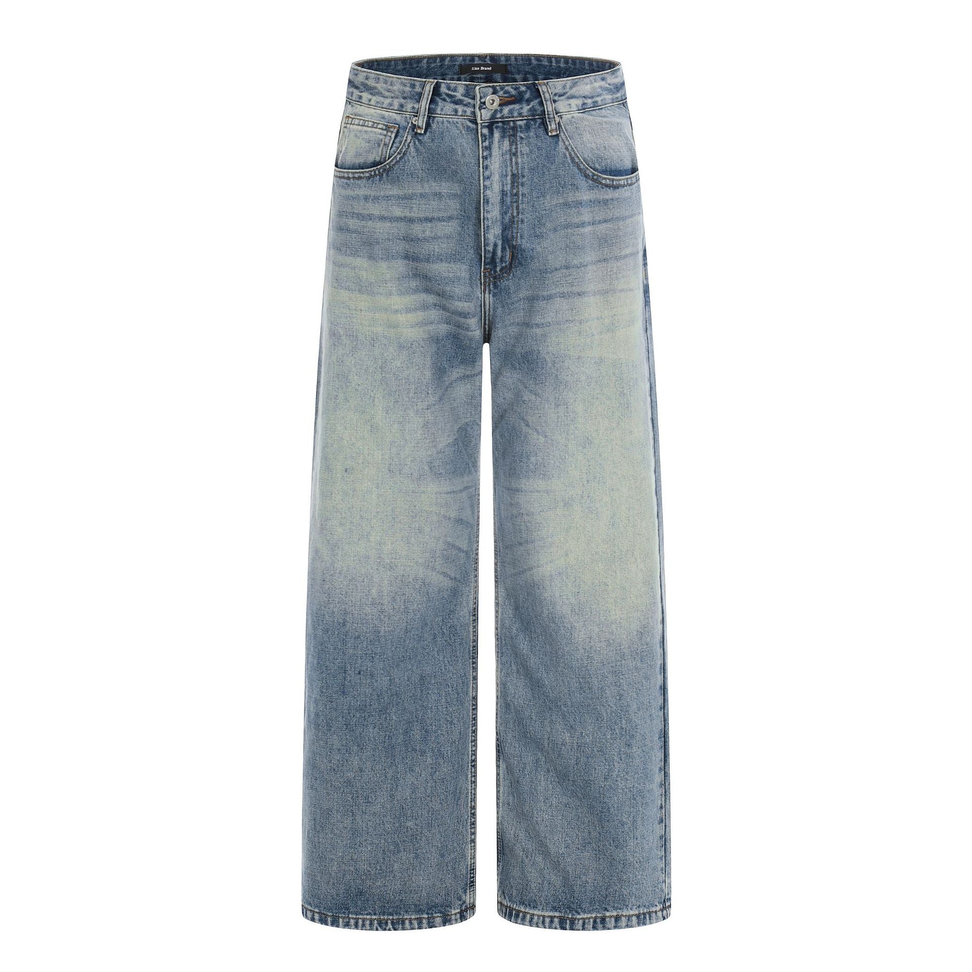 11KN Retro White Casual Loose Wide-leg Floor-mopping Trousers