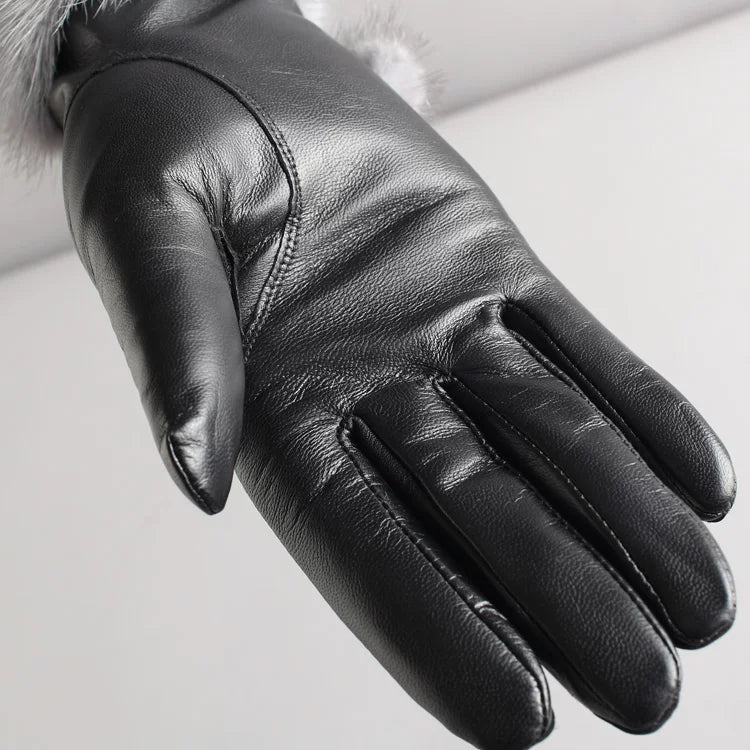 St. John's Goatskin Mink Fur Touch Screen Gloves