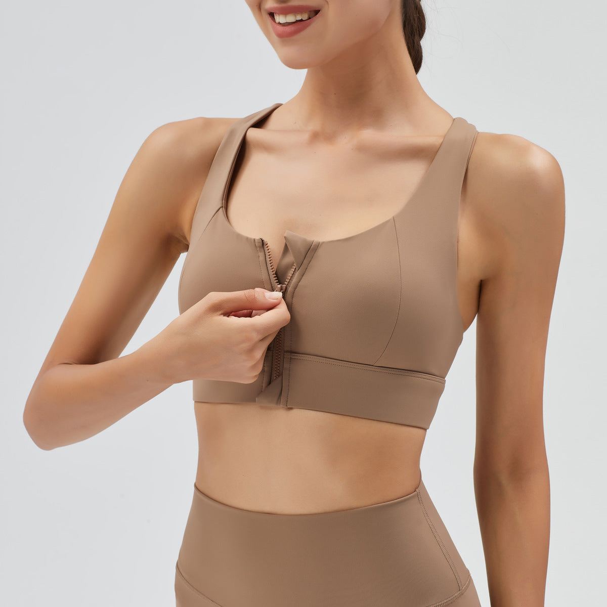 Athena Lulu Gathers Zip Yoga Bra Beauty Back