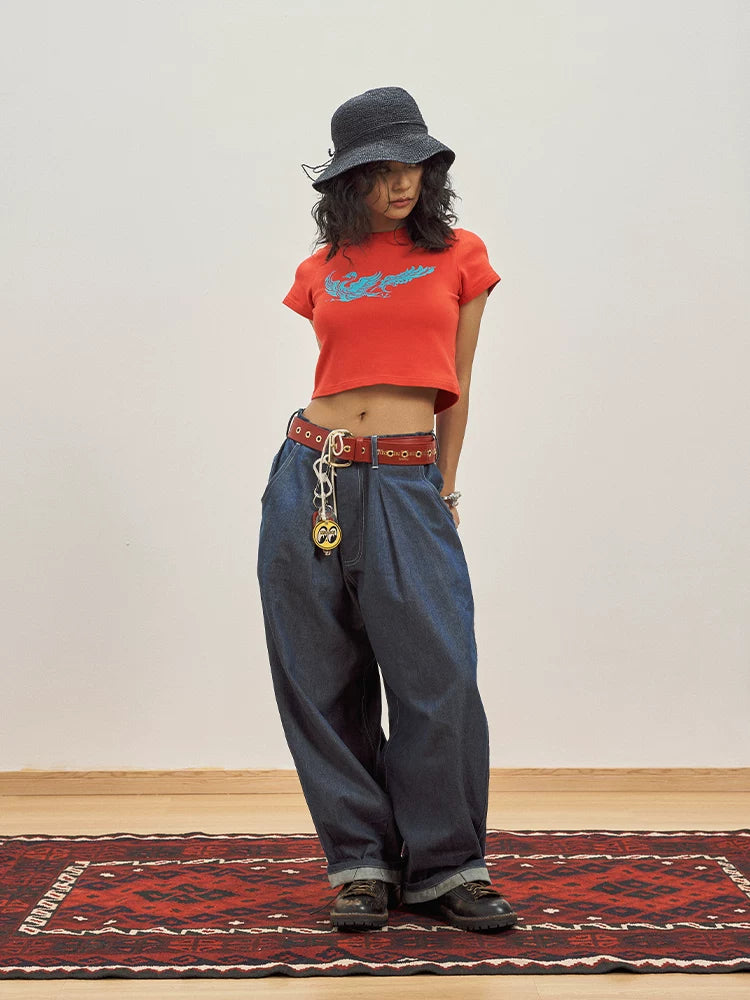 OSCill Phoenix Painting Slim Short Sleeve Retro Top