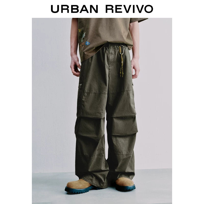 Urban Revivo Men's Workwear Knot Button Wide Leg Pants