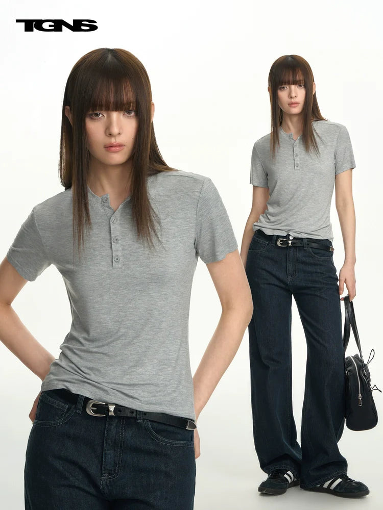 TGNS Henry Collar Shoulder Slim Tee