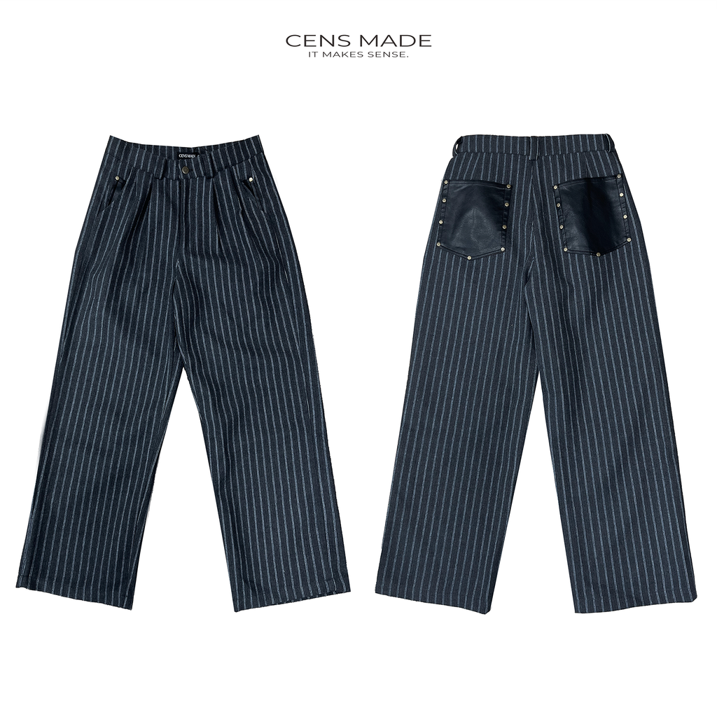 CENSMADE Wool Blend A-Line Wide-Leg Trousers