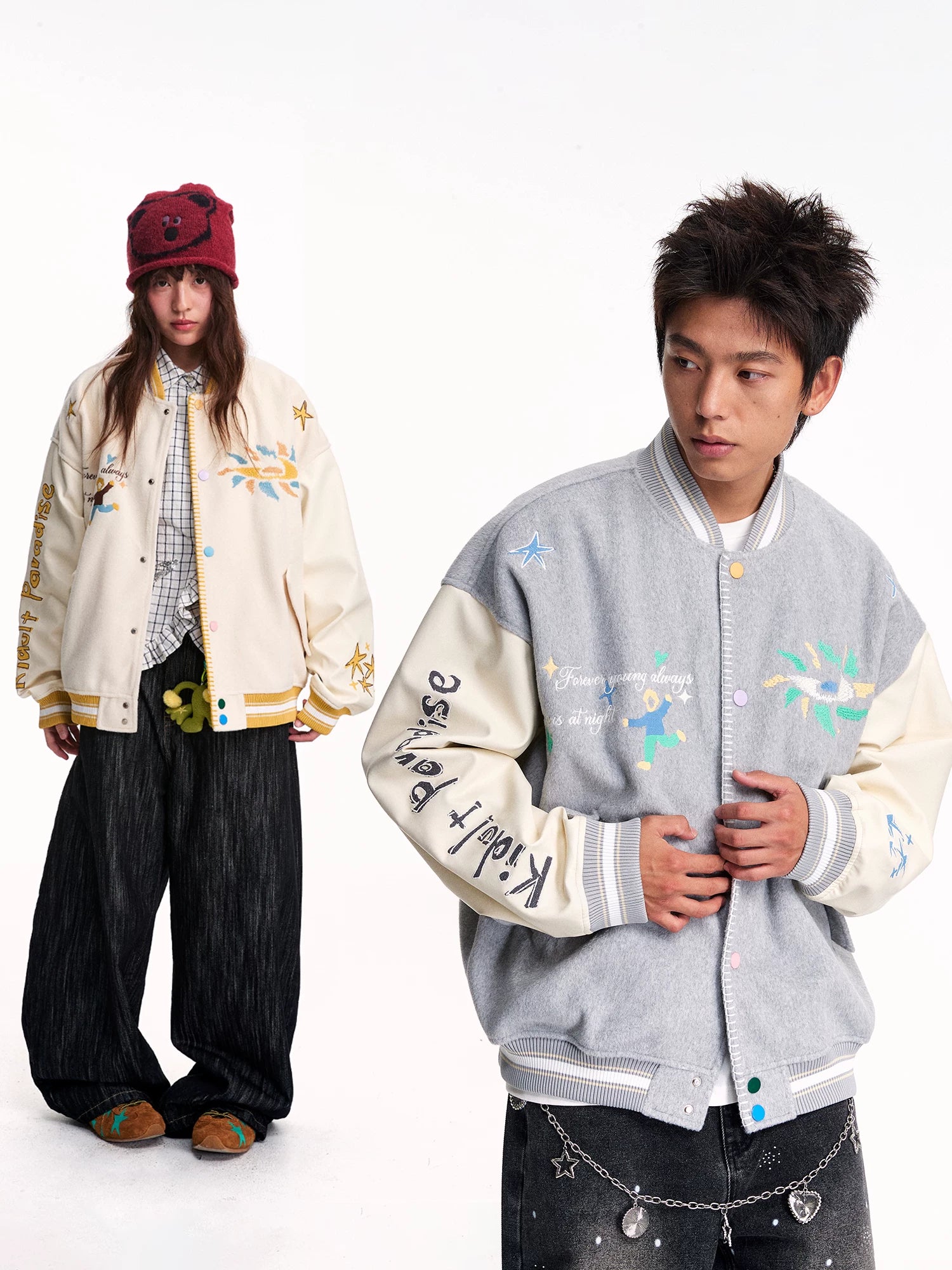 Mr. Jiangnan NewJNXS “Big Kids’ Paradise” Contrast Stitch Baseball Jacket