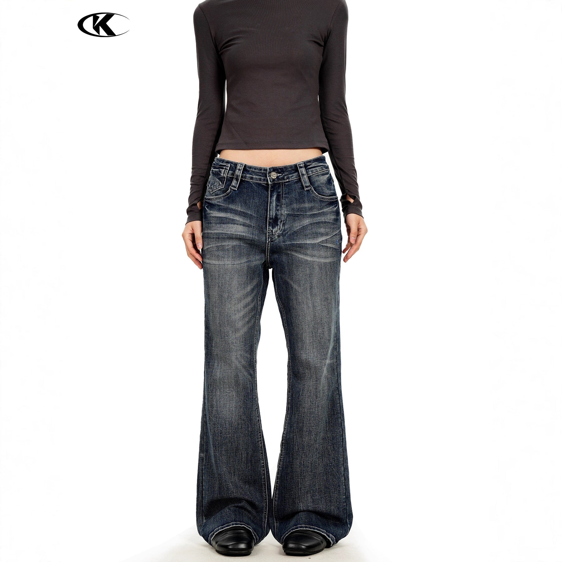 11KN Micro-pull Retro Cat Whisker Loose Jeans