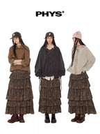 Celebrity Style Coral Ripple A-Line Hand-Painted Skirt