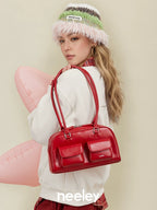 Neeley Red Leather Boston Bowling Bag