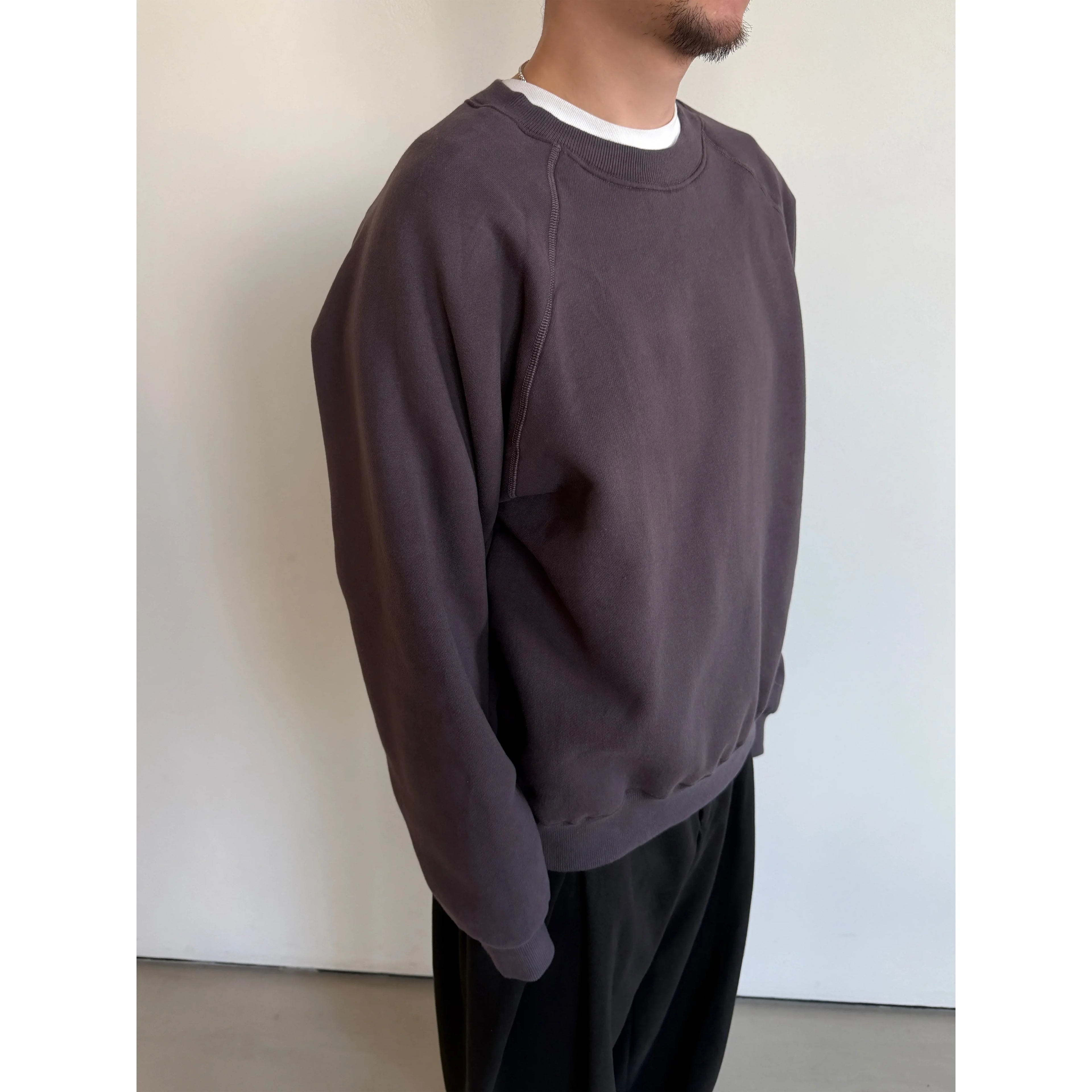 Anniehall Fleece Warm Vintage Rough Sleeve Crew Neck Sweater