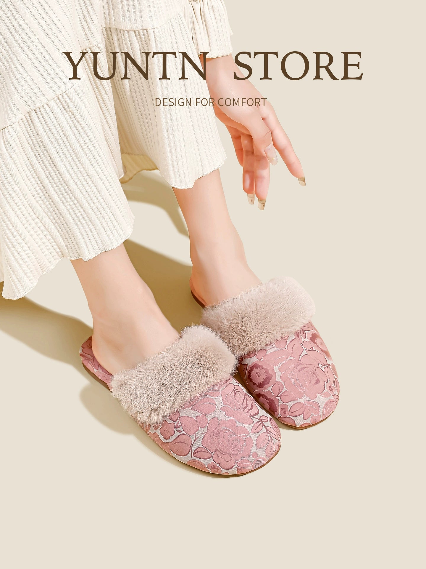Velvet Chinese Aesthetic Indoor Slippers