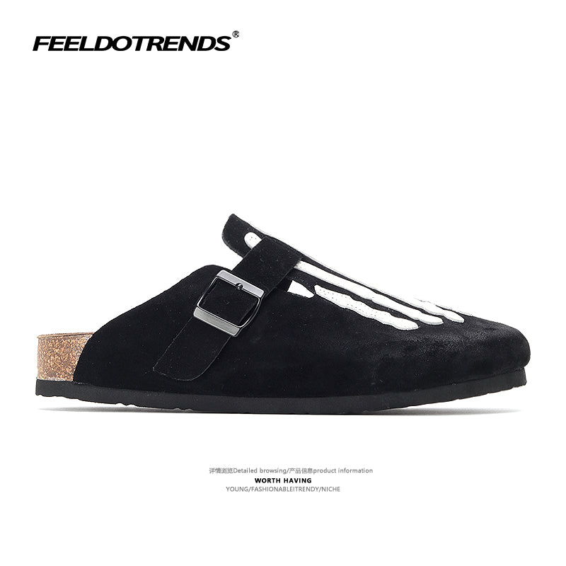 MR.Fang anti-velvet leather Bones Clog