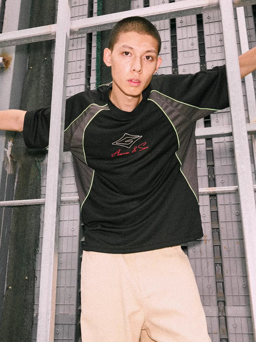 AVENUESON Three Color Embroidered Logo Short Sleeve Jersey T Shirt