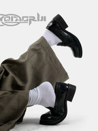 HANQIAORJI Cowhide Yuppie Heightening Loafers